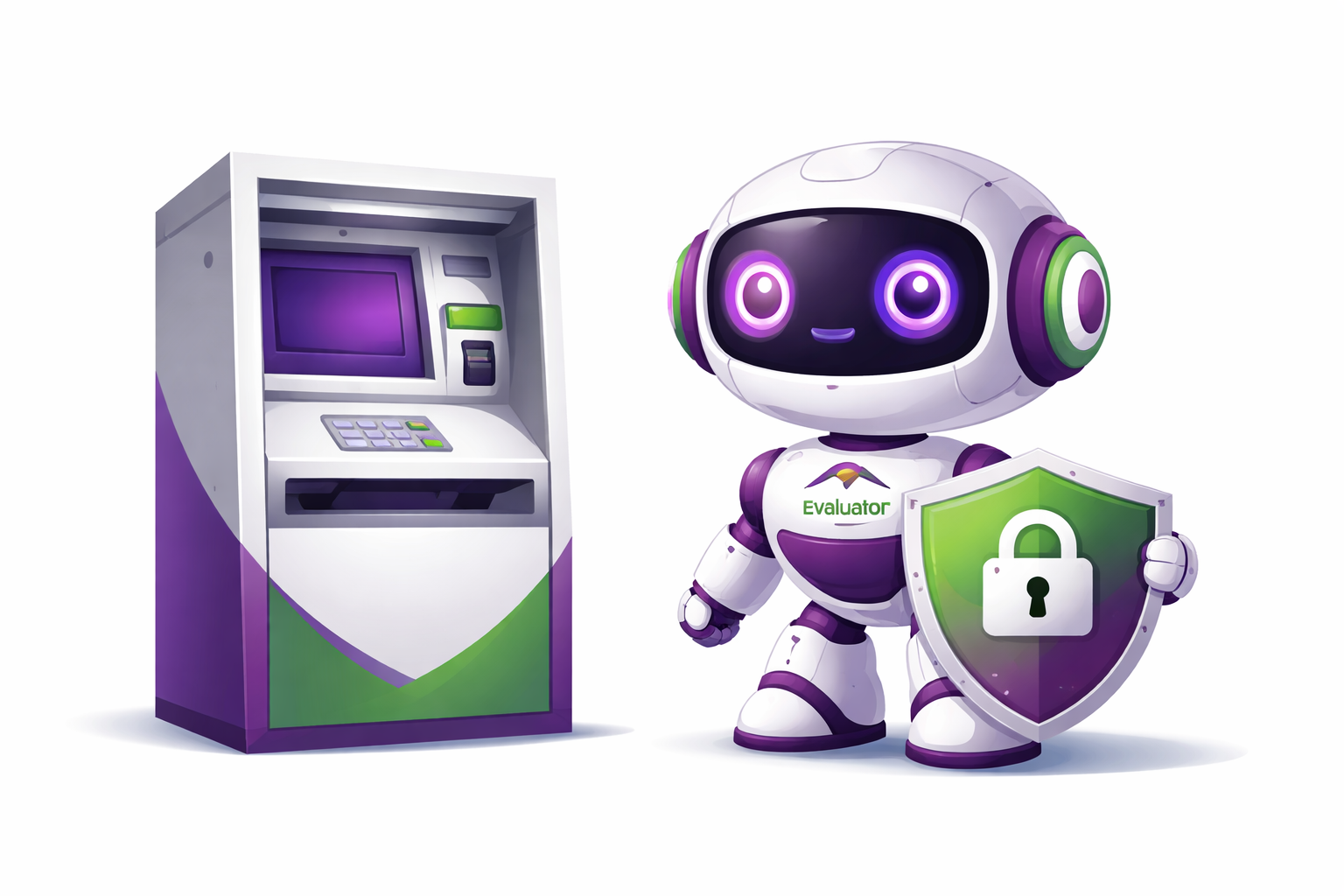 Evaluator AI Robot protecting an ATM